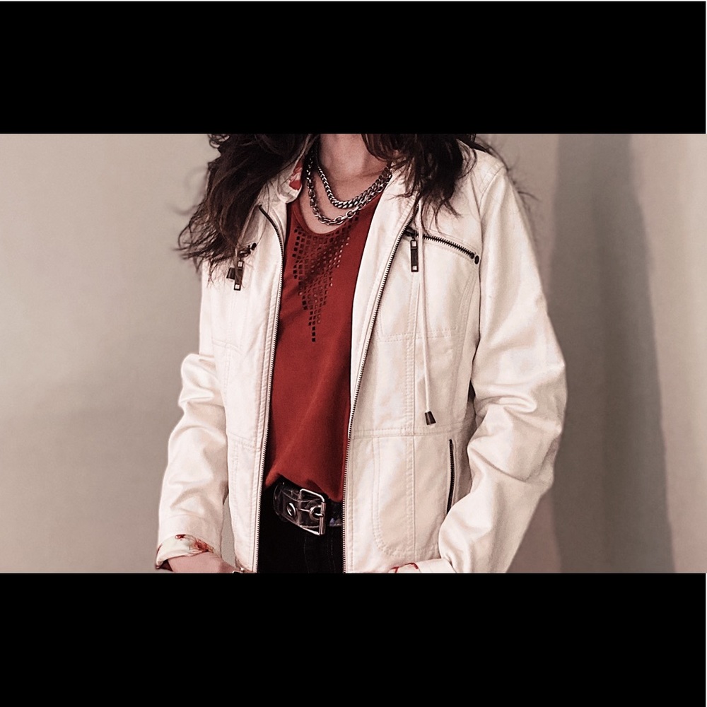 JOUJOU Faux Leather Jacket w/ Detachable Hood Med.